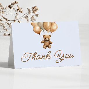 Boho Teddy Bear Beary First Birthday Party Thank You Card