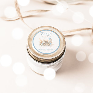 Boho Teddy Bear Blue Bearly Wait Baby Shower Favou Classic Round Sticker