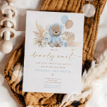 Boho Teddy Bear Boy Blue Bearly Wait Baby Shower Invitation<br><div class="desc">Boho Teddy Bear Boy Blue Bearly Wait Baby Shower Invitation
All designs are © PIXEL PERFECTION PARTY LTD</div>