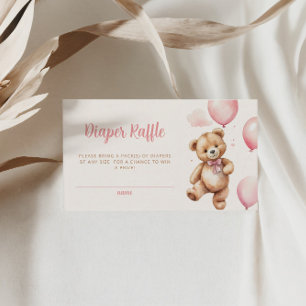 Boho Teddy Bear Diaper Raffle Baby Shower Enclosure Card