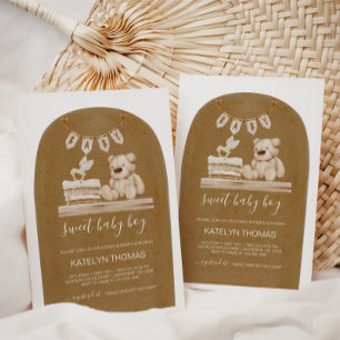 Boho Teddy Bear Gender Neutral Baby Shower Invitation