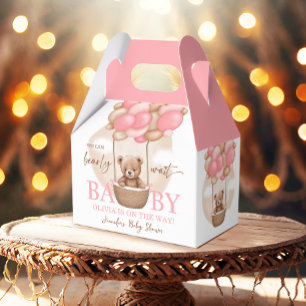 Boho Teddy Bear Girl Pink Bearly Wait Baby Shower  Favour Box