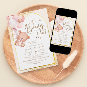 Boho Teddy Bear Modern and cute Baby Shower Invitation