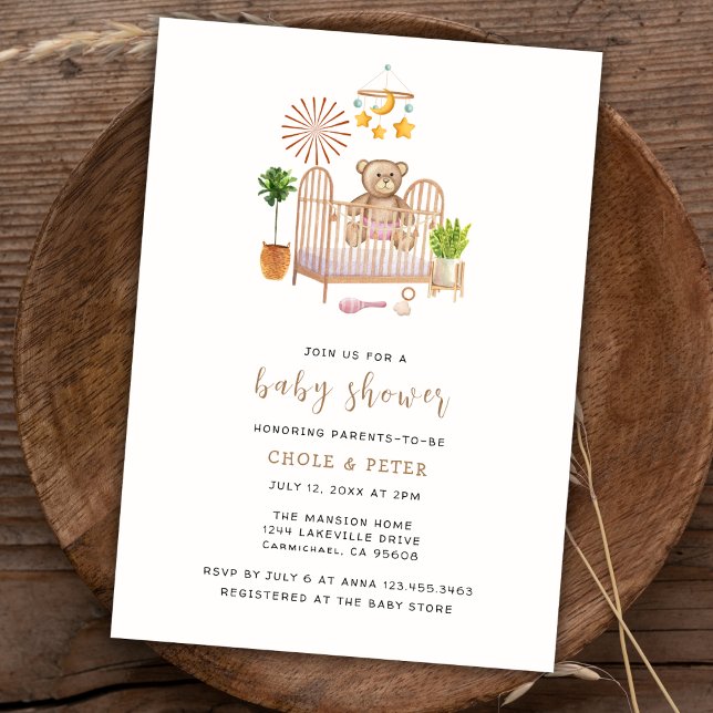 Boho Teddy Bear Nursery Baby Shower  Invitation (Boho Teddy Bear Nursery Baby Shower Invitation)