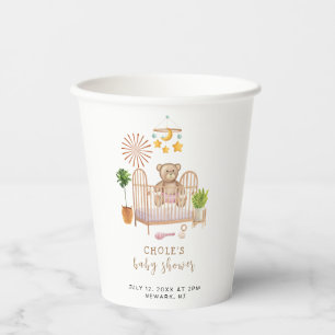 Boho Teddy Bear Nursery Baby Shower  Paper Cups