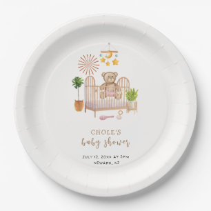 Boho Teddy Bear Nursery Baby Shower Paper Plate