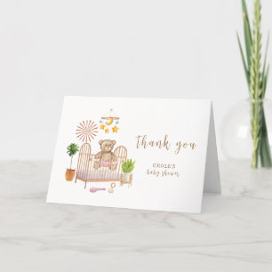 Boho Teddy Bear Nursery Baby Shower  Thank You Card