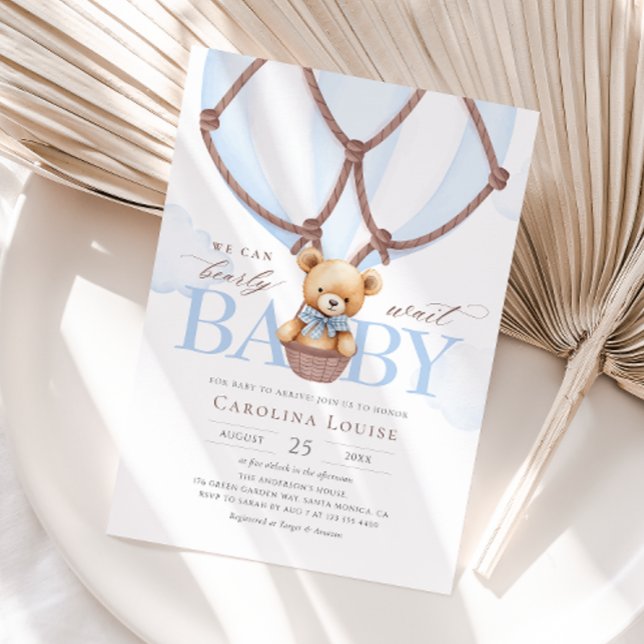 Boho Teddy Bear We Can Bearly Wait! Baby Shower  Invitation (Creator Uploaded)