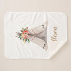 Boho Teepee Baby Girl Monogram Sherpa Blanket