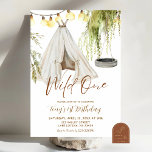 Boho Teepee Wild One Boy First Birthday Invitation<br><div class="desc">Boho Teepee Wild One Boy First Birthday Invitation,  Wild One Boy 1st Birthday Invite,  Editable Traditional Tribe First Birthday</div>