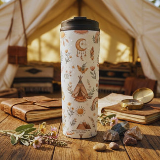 Boho Teepee Woodland Adventure Travel Tumbler