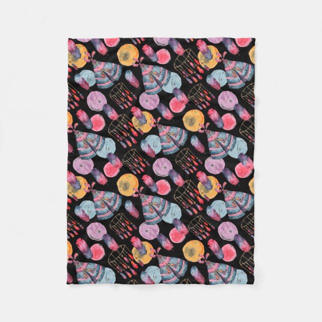 Boho Tent Pattern Fleece Blanket (Front)