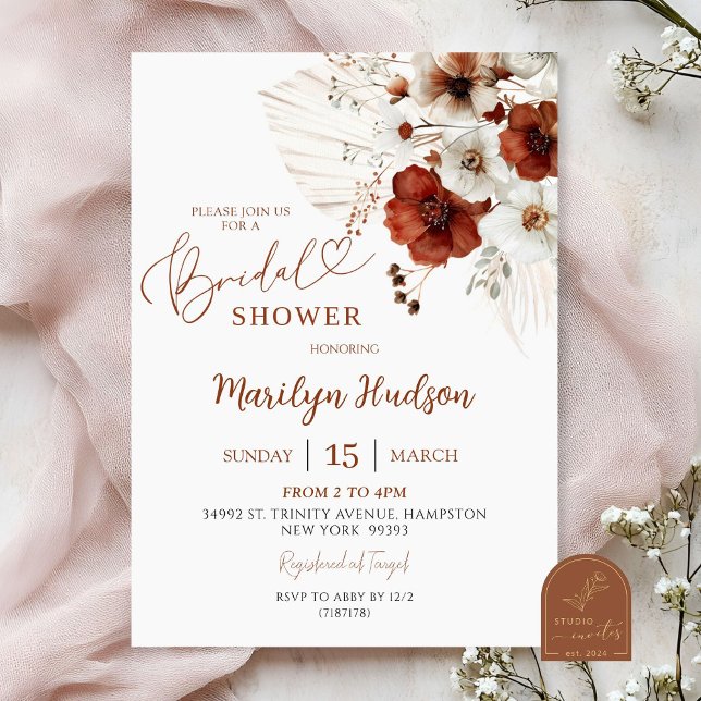 Boho Teracotta Bridal Shower Invitation (Creator Uploaded)