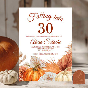 Boho Teracotta Pumpkin Fall into Birthday Invitation