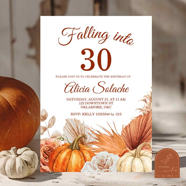Boho Teracotta Pumpkin Fall into Birthday Invitation (Creator Uploaded)