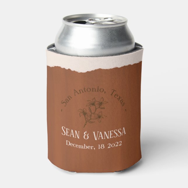 Boho Terra Cotta Wedding  Can Cooler (Can Front)