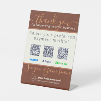Boho Terracotta 3 QR Code Business Payment Sign