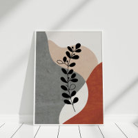 Boho Terracotta Abstract Botanical Art Poster