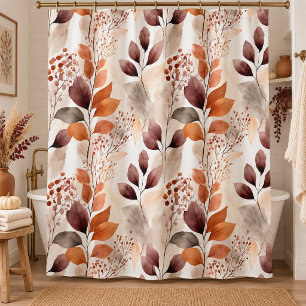 Boho Terracotta and Burgundy Leaves Shower Curtain