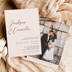 Boho Terracotta and Cream Photo Wedding Invitation