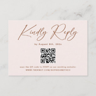 Boho Terracotta and Cream Wedding RSVP Qr Code Enclosure Card