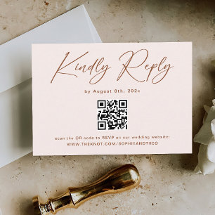 Boho Terracotta and Cream Wedding RSVP Qr Code Enclosure Card