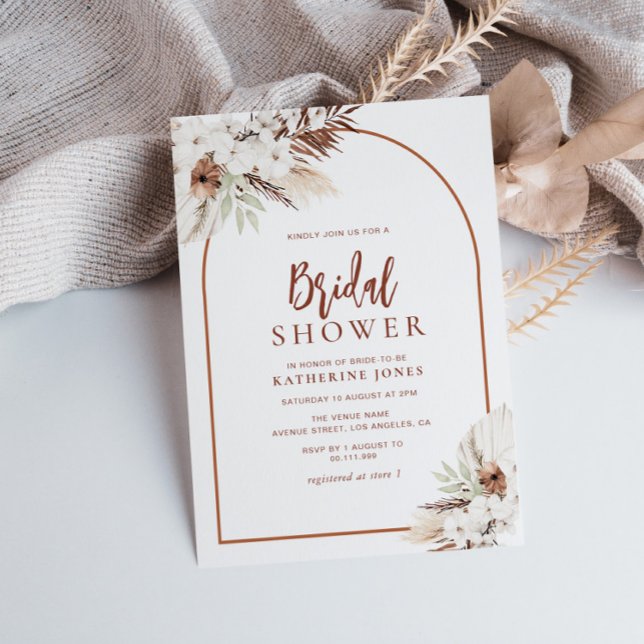  boho terracotta arch bridal shower invitation (Creator Uploaded)