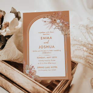 Boho Terracotta Arch Floral Wedding Invitation