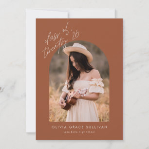 Boho Terracotta Arch Photo Graduation Announcement
