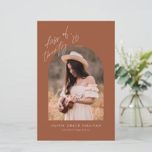 Boho Terracotta Arch Photo Graduation Invitation