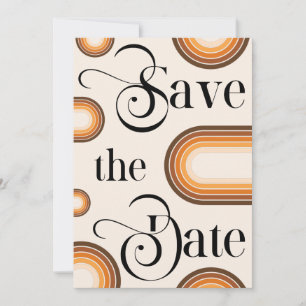 Boho Terracotta Arch & Retro Script Photo Wedding Save The Date