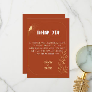 Boho Terracotta Arch Sun Wedding  Thank You Card