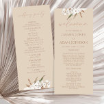 Boho Terracotta Beige Dried Floral Wedding Program<br><div class="desc">Boho Terracotta Beige Dried Floral Wedding Program - This boho wedding program features elegant beige tones with dried floral accents,  pampas grass,  and soft white orchids. It includes your wedding ceremony details and wedding party list in a modern,  minimalist layout—perfect for rustic,  earthy,  and bohemian wedding themes.</div>