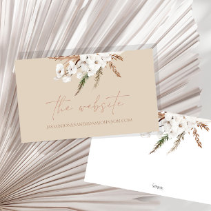 Boho Terracotta Beige Dried Floral Wedding Website Enclosure Card