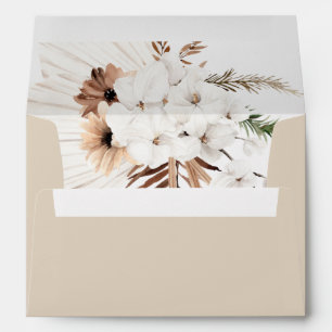 Boho Terracotta Beige Pampas Grass Floral Wedding Envelope