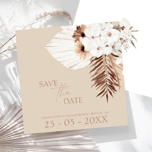 Boho Terracotta Beige Pampas Grass Floral Wedding  Save The Date