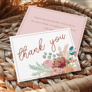 Boho Terracotta & Blush Thank You Bridal Shower Card