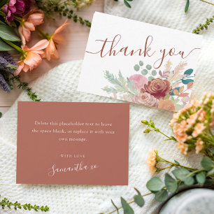Boho Terracotta & Blush Thank You Bridal Shower Card
