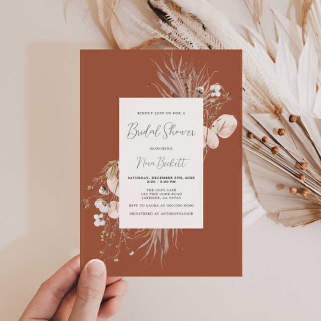 Boho Terracotta Botanical Bridal Shower Invitation (Creator Uploaded)