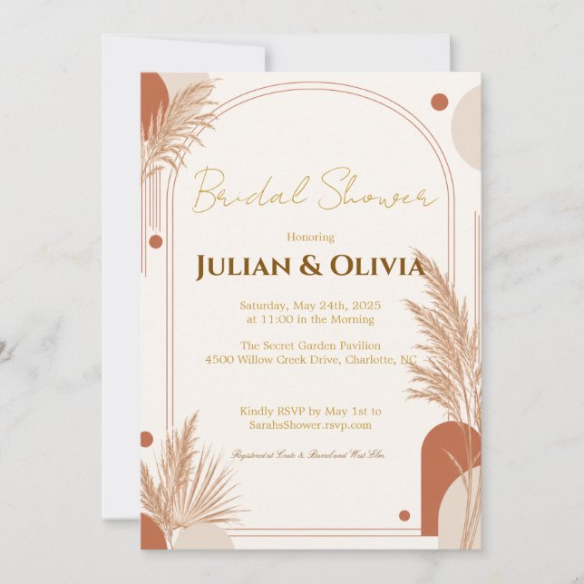 Boho Terracotta Bridal Shower Invitation (Front)
