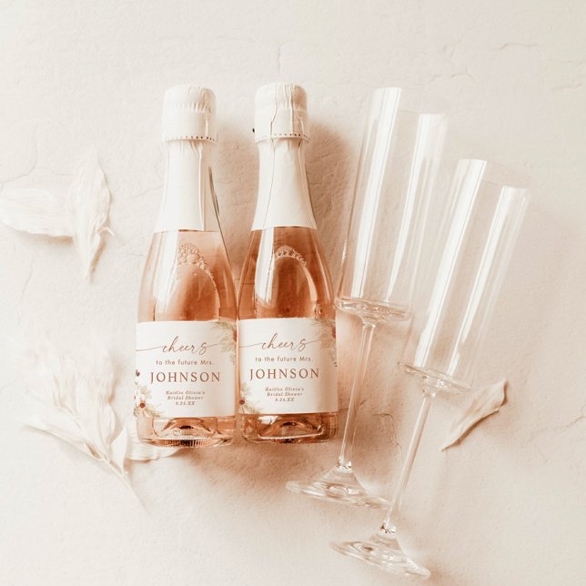 Boho Terracotta Bridal Shower Sparkling Wine Label (Creator Uploaded)