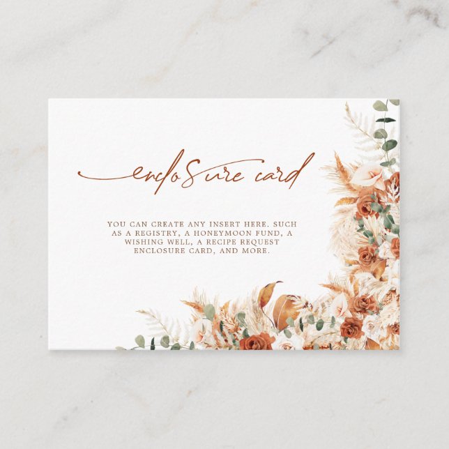 Boho Terracotta Bright Floral Enclosure Card (Front)