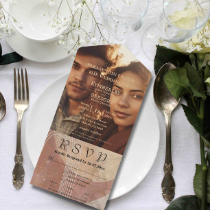 Boho Terracotta Brown Abstract Minimalist Website All In One Invitation