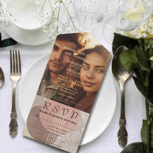 Boho Terracotta Brown Abstract  Minimalist Website All In One Invitation