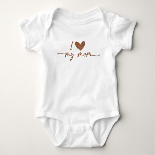 Boho Terracotta Brown & Beige Dots "I Love My Mum" Baby Bodysuit