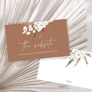 Boho Terracotta Brown Dried Floral Wedding Website Enclosure Card