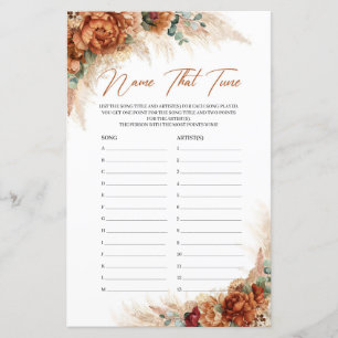 Boho terracotta burgundy flowers Name That Tune