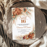 Boho terracotta burgundy flowers sweet sixteen