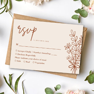Boho Terracotta Burnt Orange Rustic Wedding RSVP Card