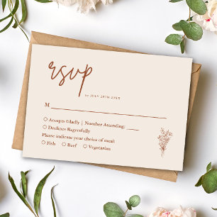 Boho Terracotta Burnt Orange Rustic Wedding RSVP Card